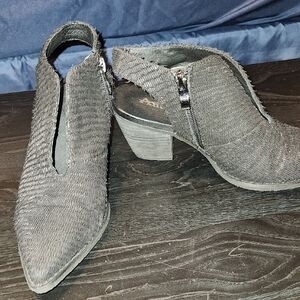 Antelope Textured Black Ankle Booties